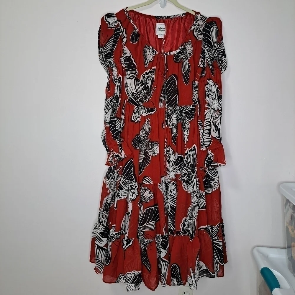 Autumn Adeigbo Fleur dress red butterfly 10 NWT - Picture 3 of 9